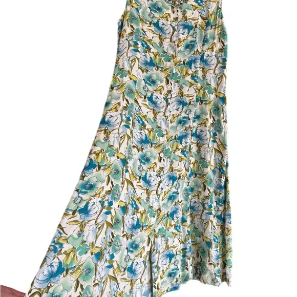 Sara Morgan Vintage Floral Print Maxi Dress – Button Down Front, Slit – Size XL - Picture 3 of 8